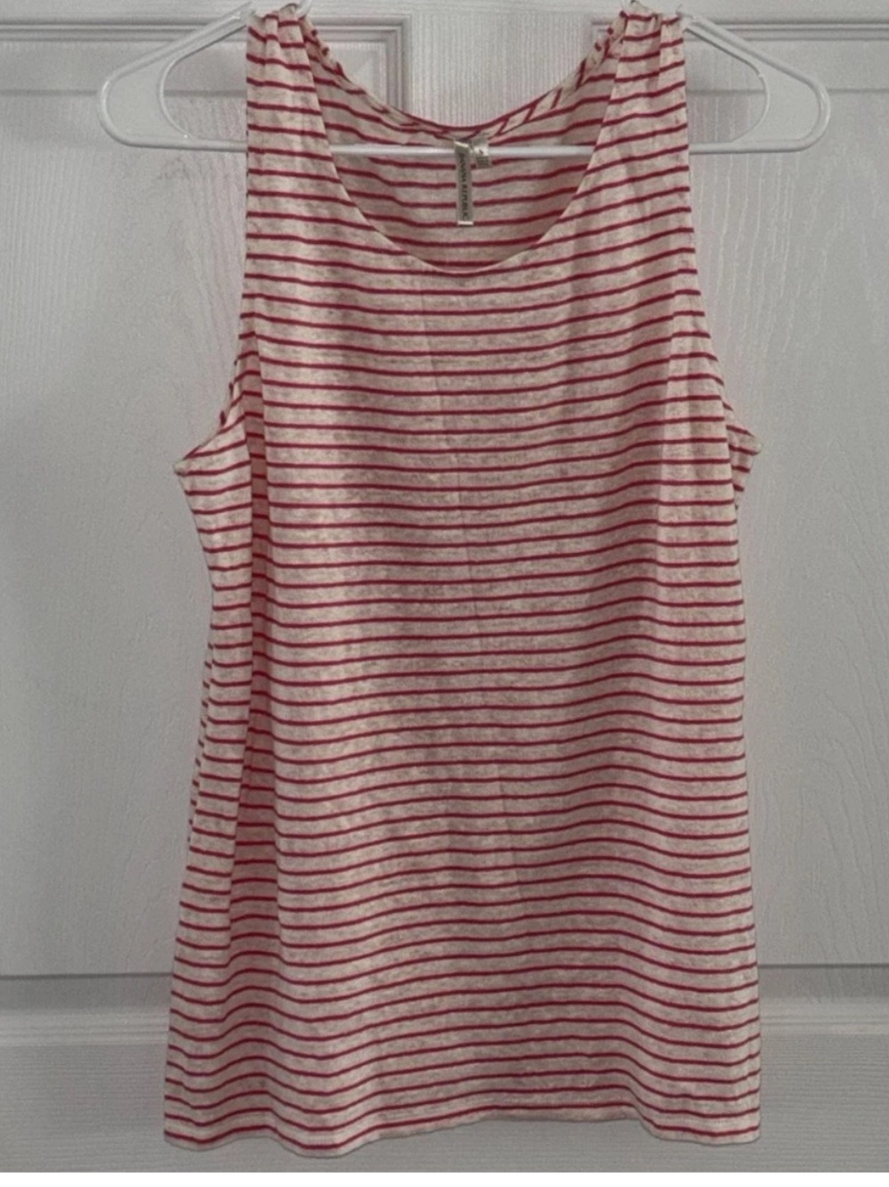 Banana Republic Tank Top Women’s S Linen Blend Pink Striped Small Signature Tee